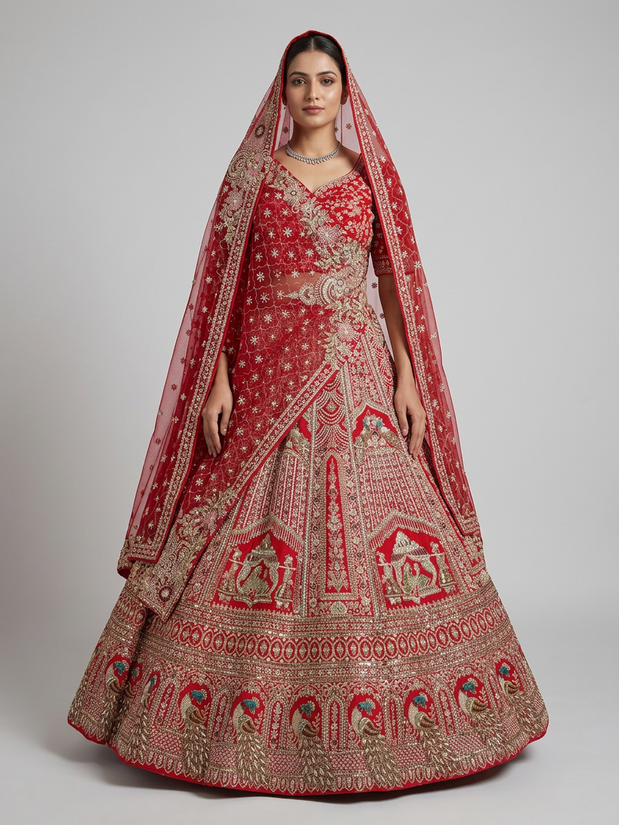 Bridal Lehnga - Anas - K8 — Model — front view