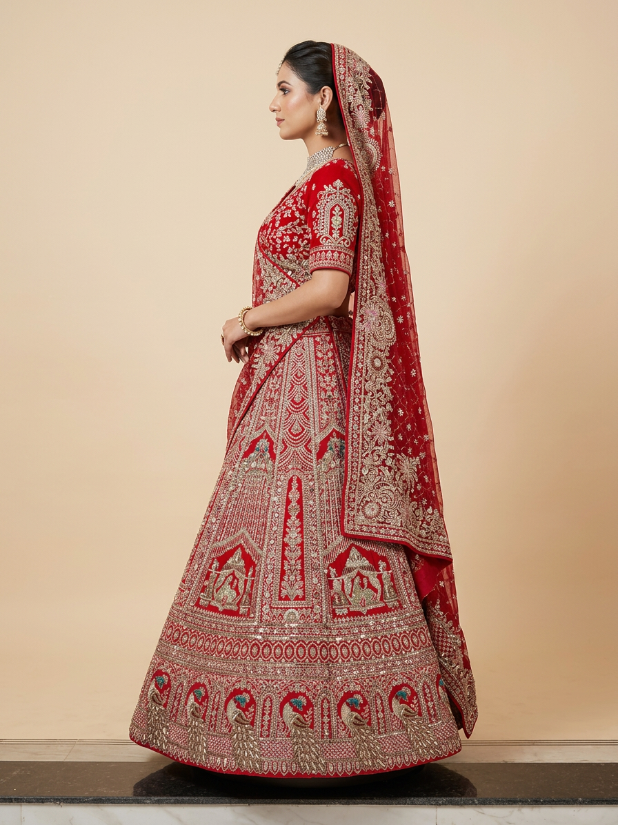 Bridal Lehnga - Anas - K8 — Model — left side view