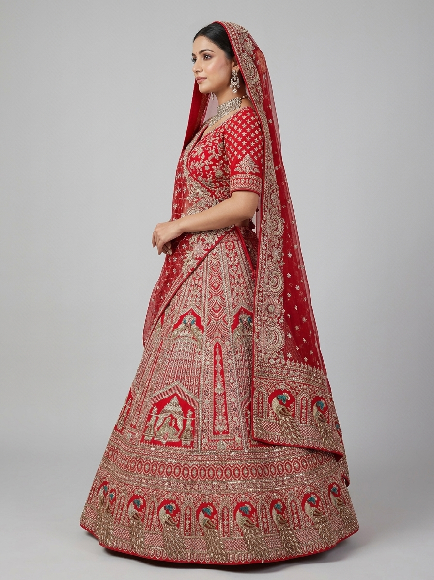 Bridal Lehnga - Anas - K8 — Model — right side view