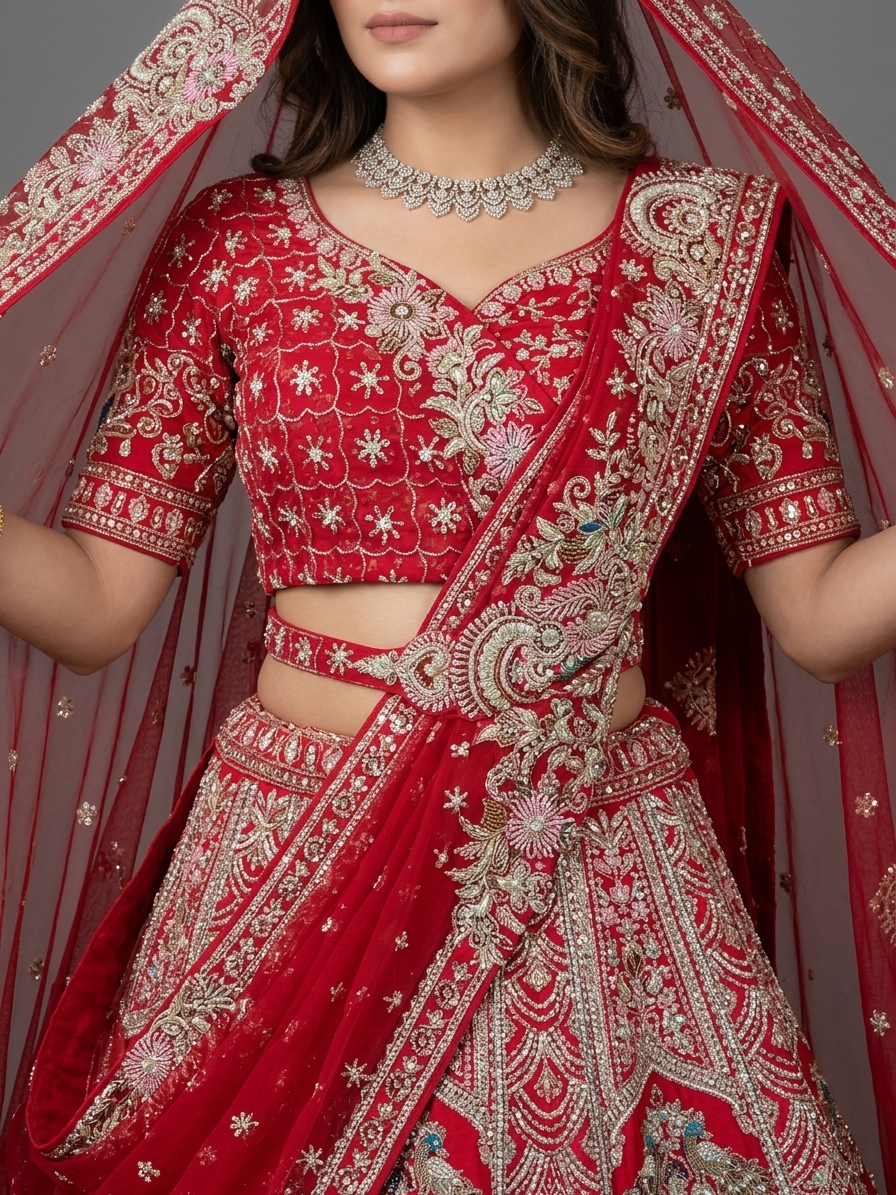 Bridal Lehnga - Anas - K8 — Model — clothing close-up