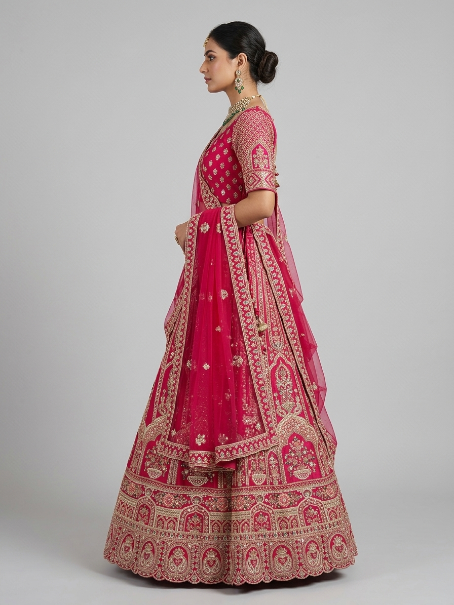 Bridal Lehnga — Model — left side view