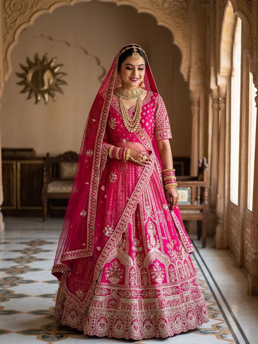 Bridal Lehnga — Indian bride wearing it · Heritage haveli