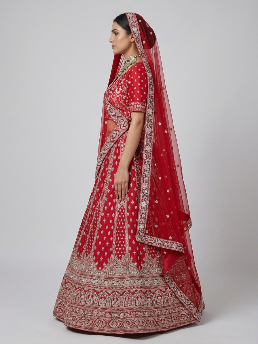 Bridal Lehnga — Model — left side view
