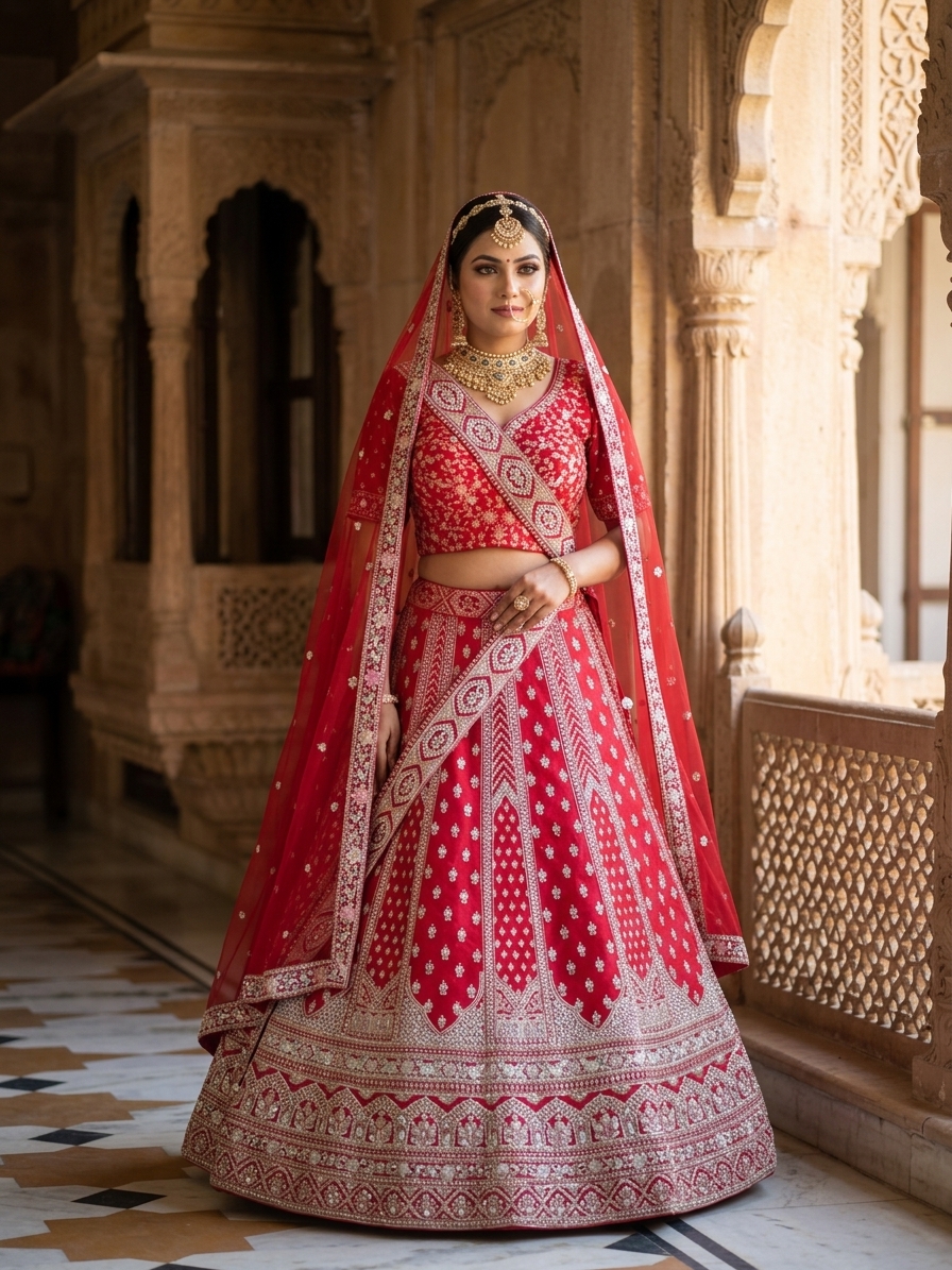 Bridal Lehnga — Indian bride wearing it · Heritage haveli
