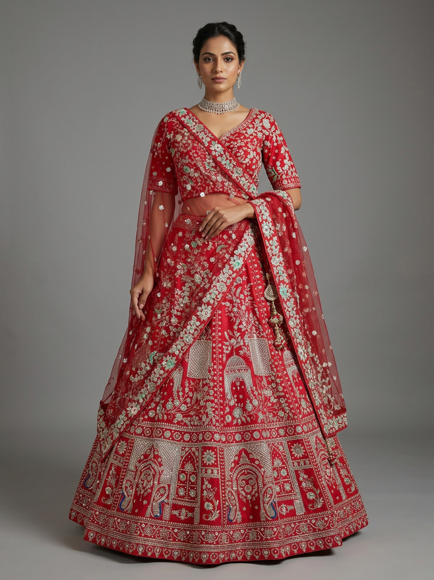 Bridal Lehnga - Roshan Zari - 5 — Model — front view