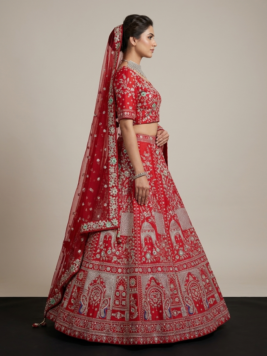 Bridal Lehnga - Roshan Zari - 5 — Model — right side view