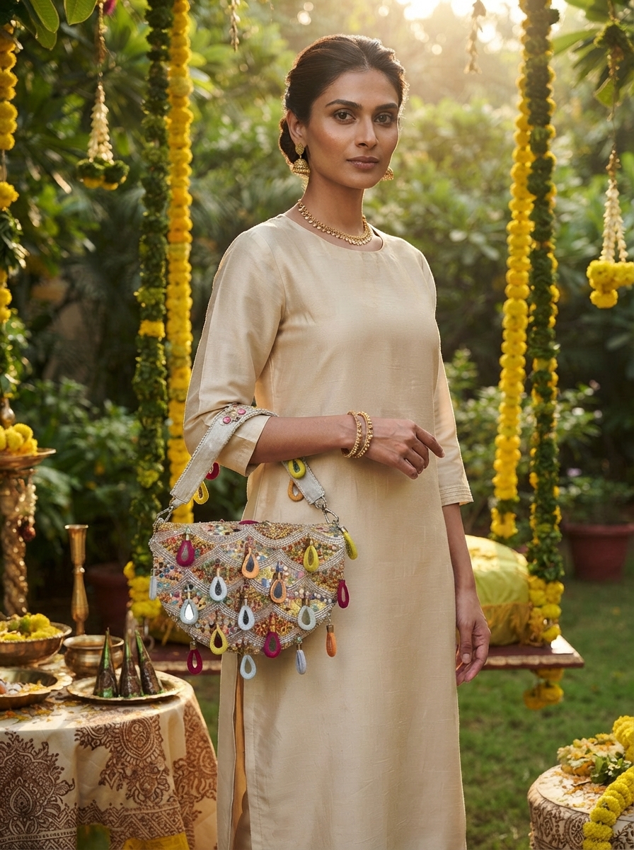 Festive woman wearing it · Mehendi garden