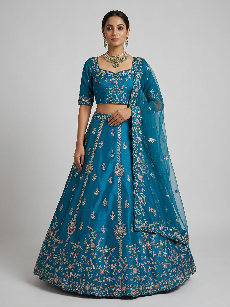 Bridal Lehnga - Anas - 1368 — Model — front view