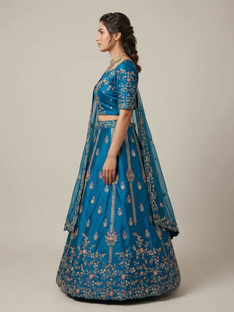 Bridal Lehnga - Anas - 1368 — Model — left side view