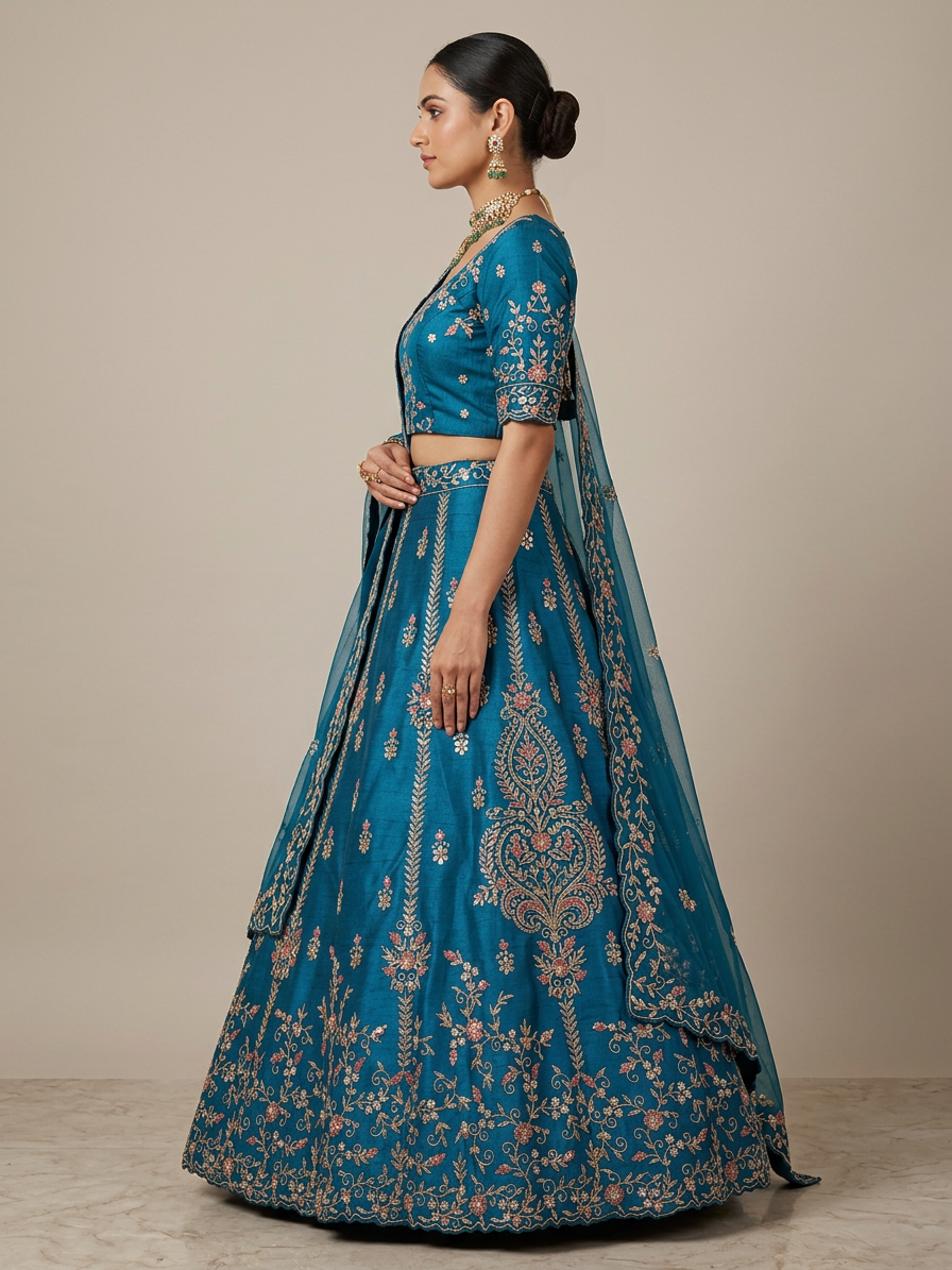 Bridal Lehnga - Anas - 1368 — Model — right side view