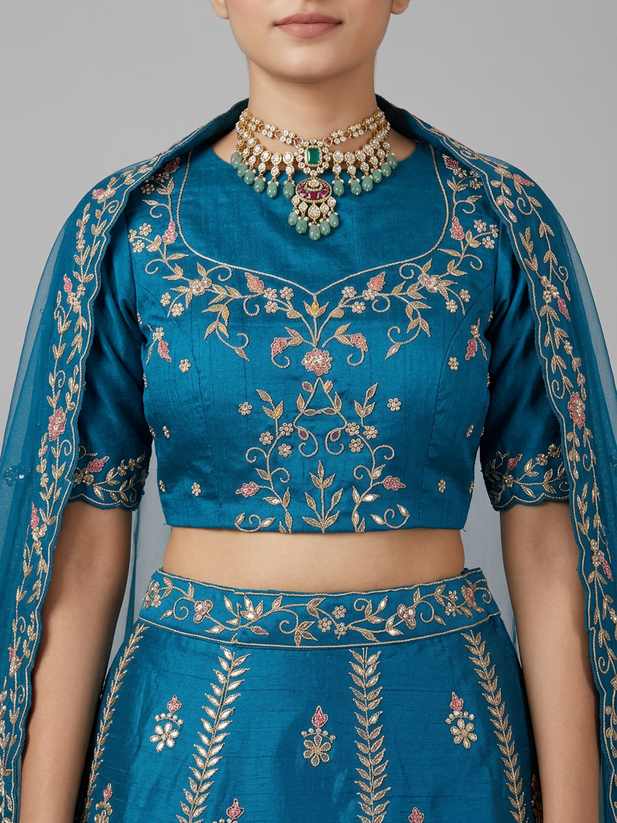 Bridal Lehnga - Anas - 1368 — Model — clothing close-up