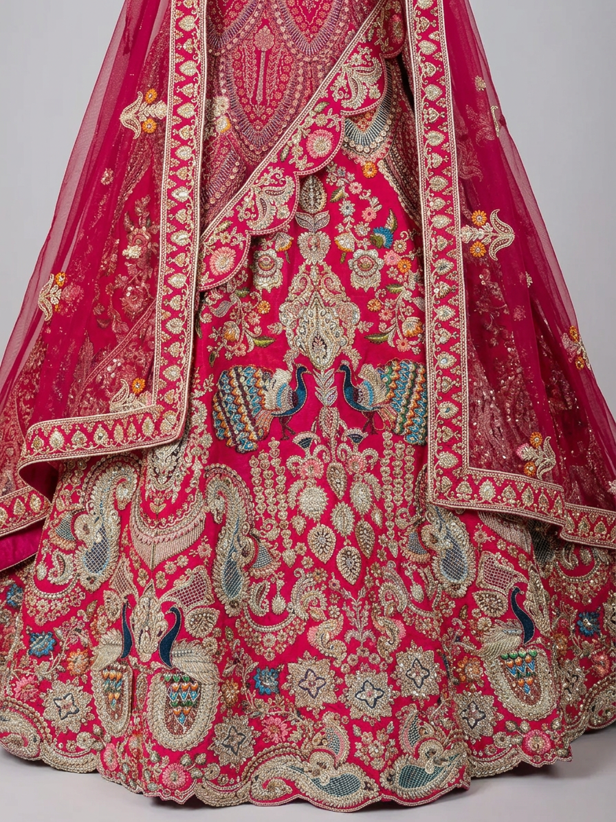 Bridal Lehnga — Macro — work close-up