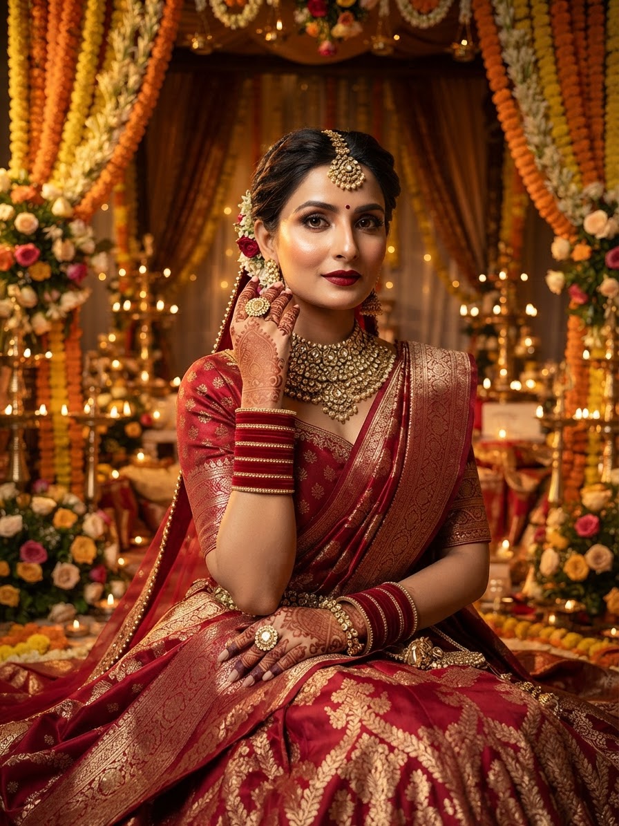 Indian bride wearing it · Wedding mandap