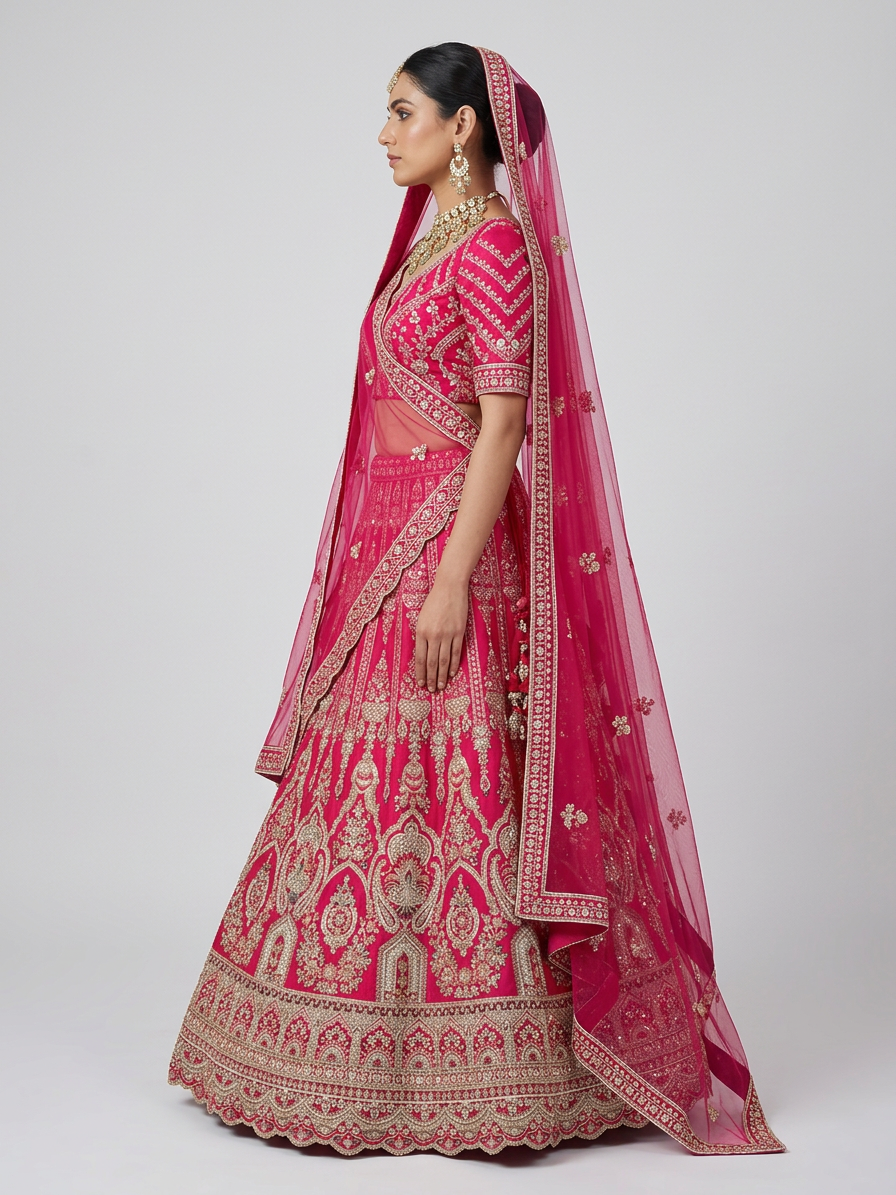 Bridal Lehnga — Model — left side view