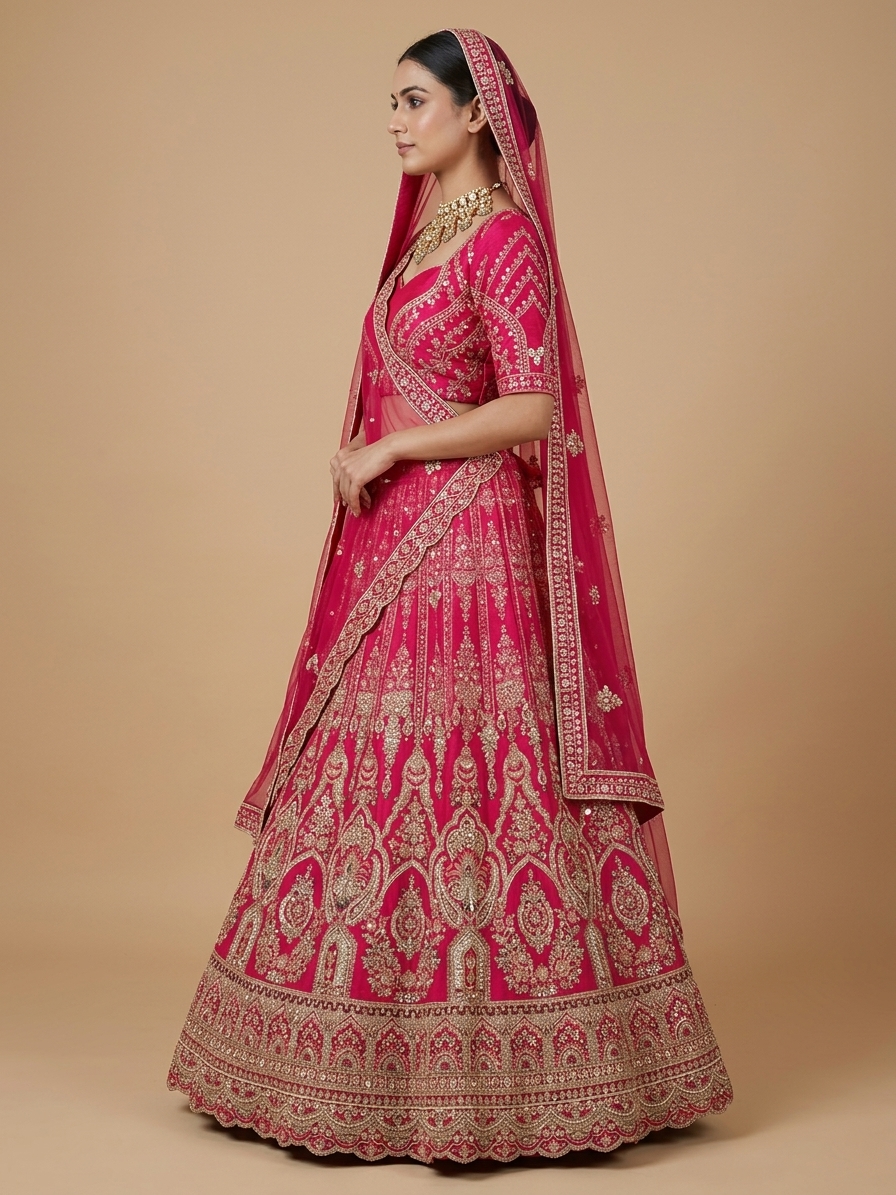Bridal Lehnga — Model — right side view