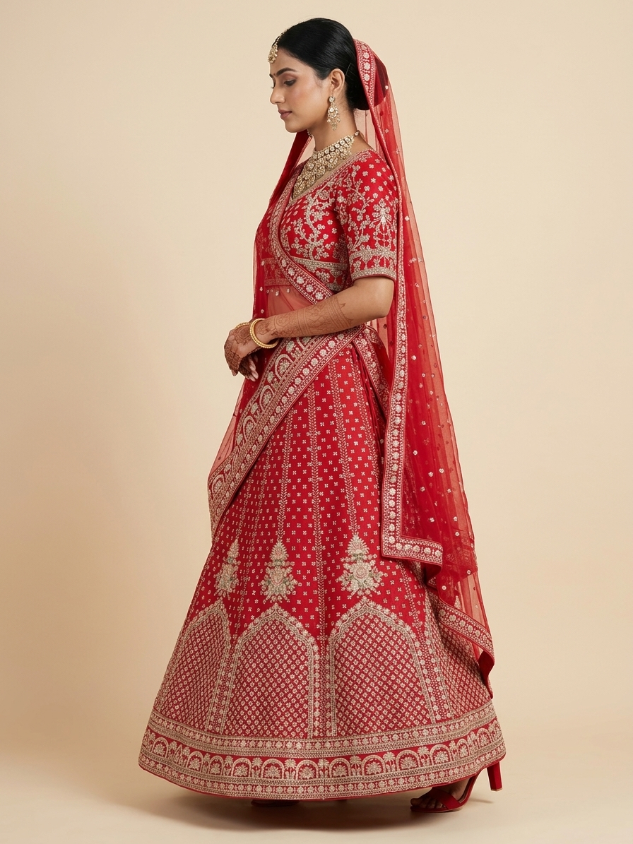 Bridal Lehnga — Model — left side view