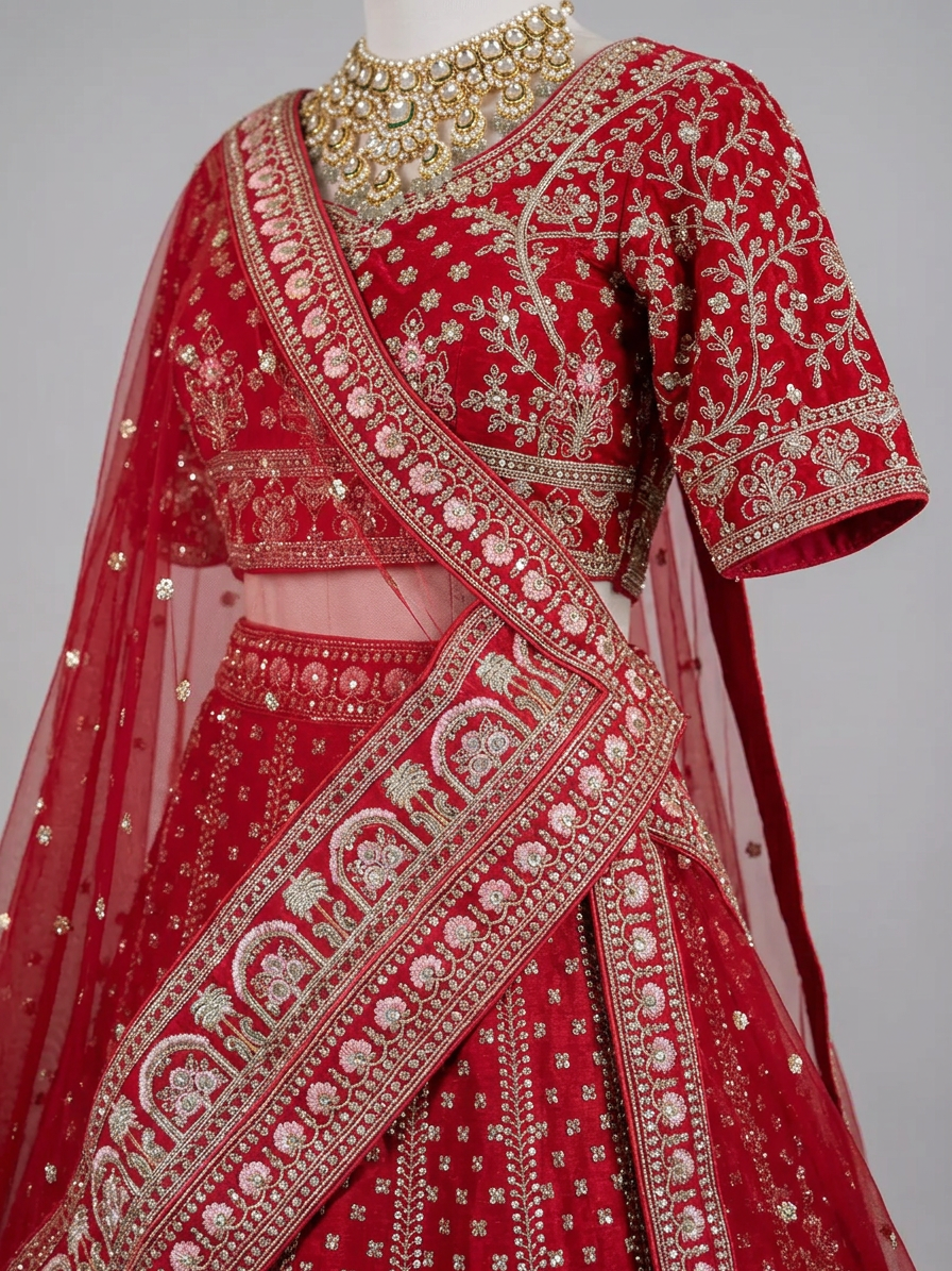 Bridal Lehnga — Macro — work close-up