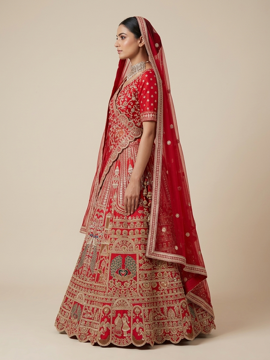 Bridal Lehnga — Model — left side view