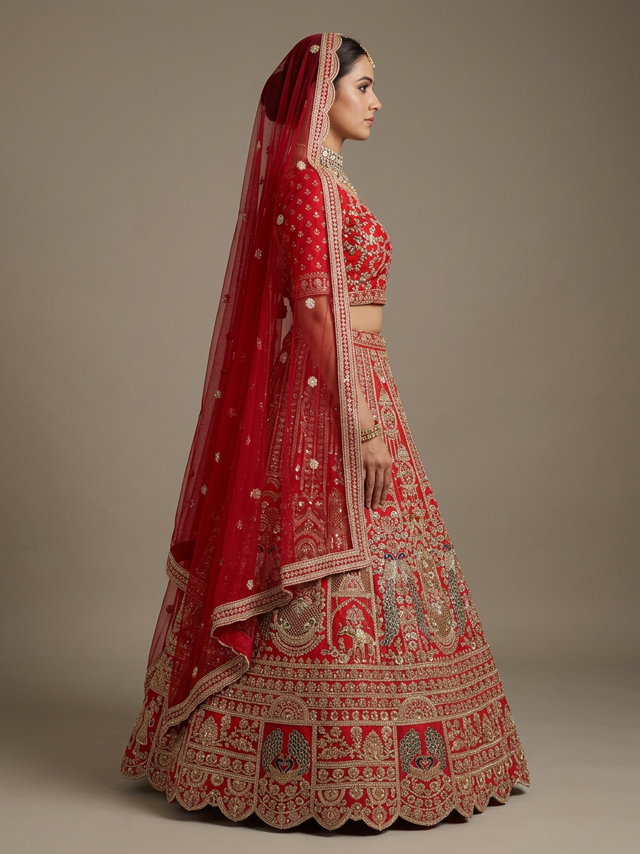 Bridal Lehnga — Model — right side view
