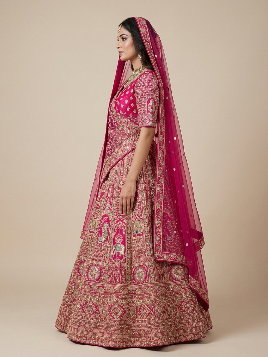Bridal Lehnga — Model — left side view