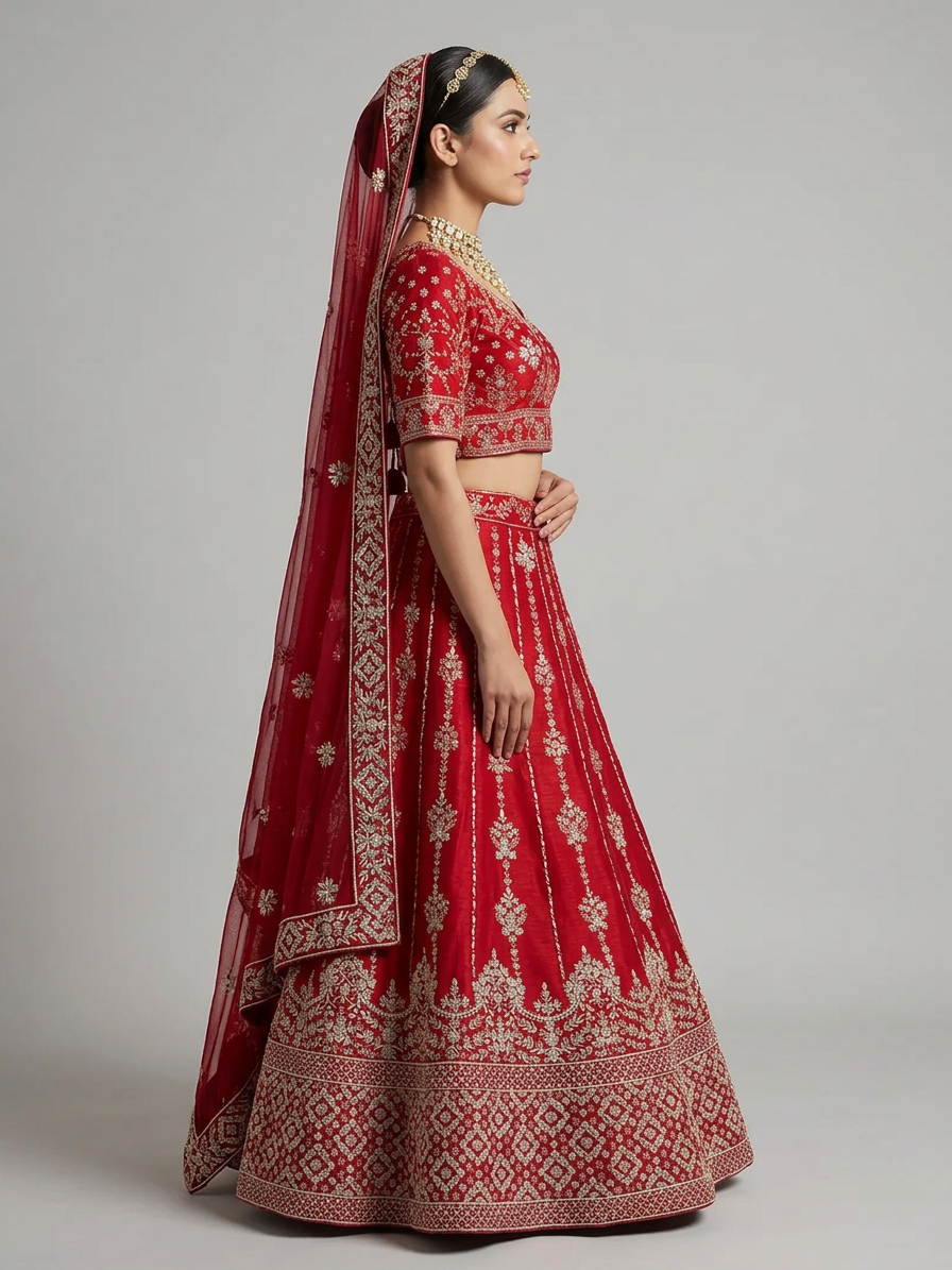 Bridal Lehnga - Anas - 1386 — Model — right side view