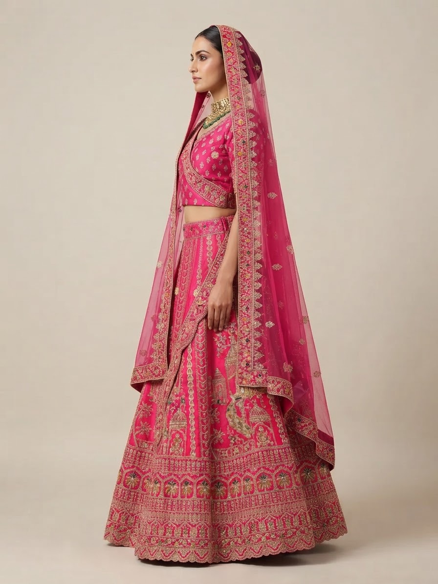 Bridal Lehnga — Model — left side view