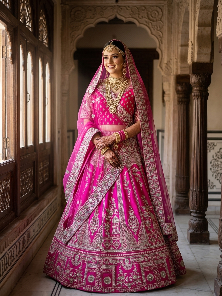 Bridal Lehnga - Kala Samrat - 3 — Indian bride wearing it · Heritage haveli