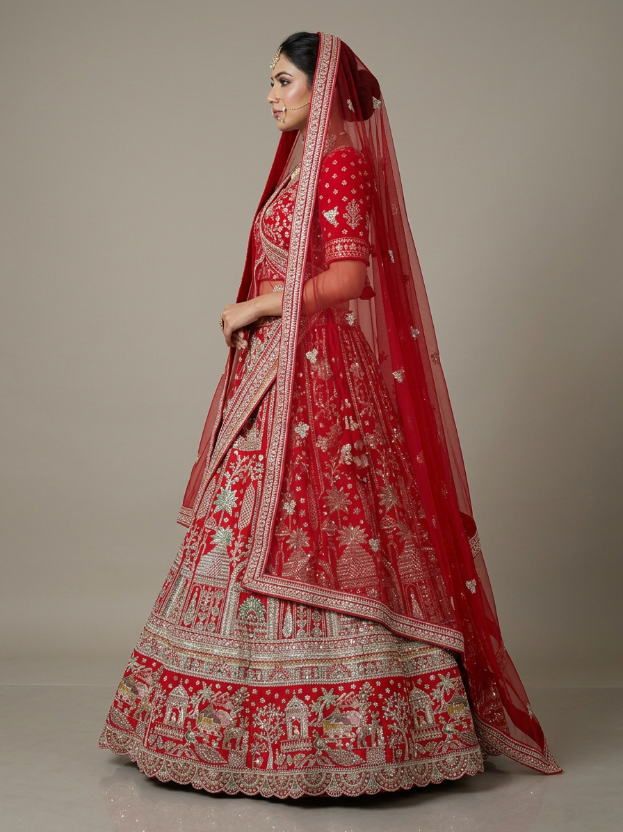 Bridal Lehnga — Model — left side view