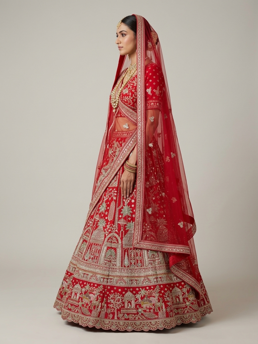 Bridal Lehnga — Model — right side view