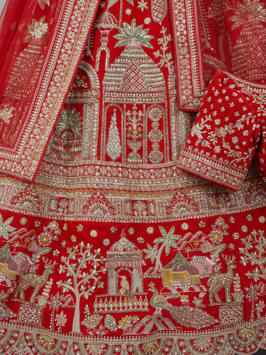 Bridal Lehnga — Macro — work close-up