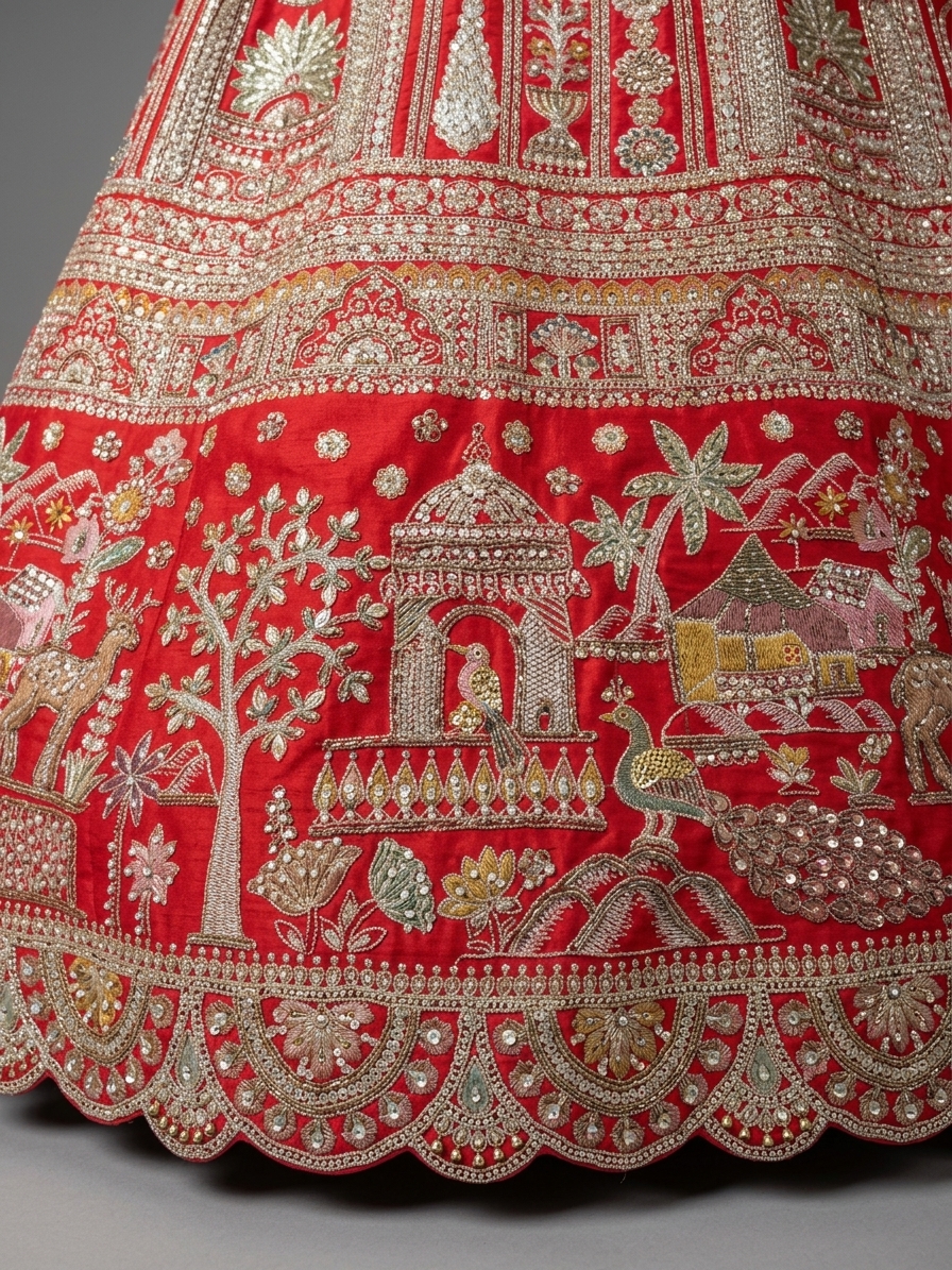 Bridal Lehnga — Fabric texture