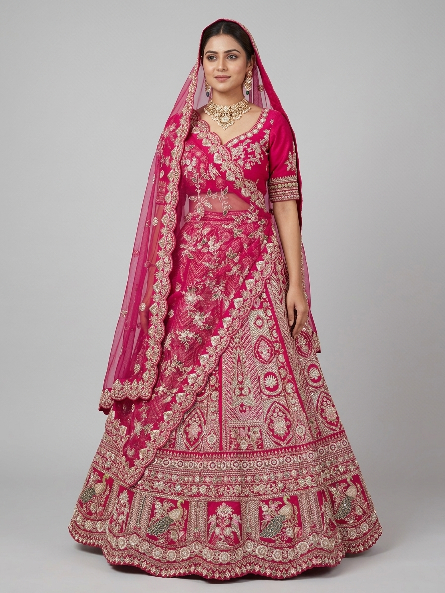 Bridal Lehnga - Anas - K7 — Model — front view