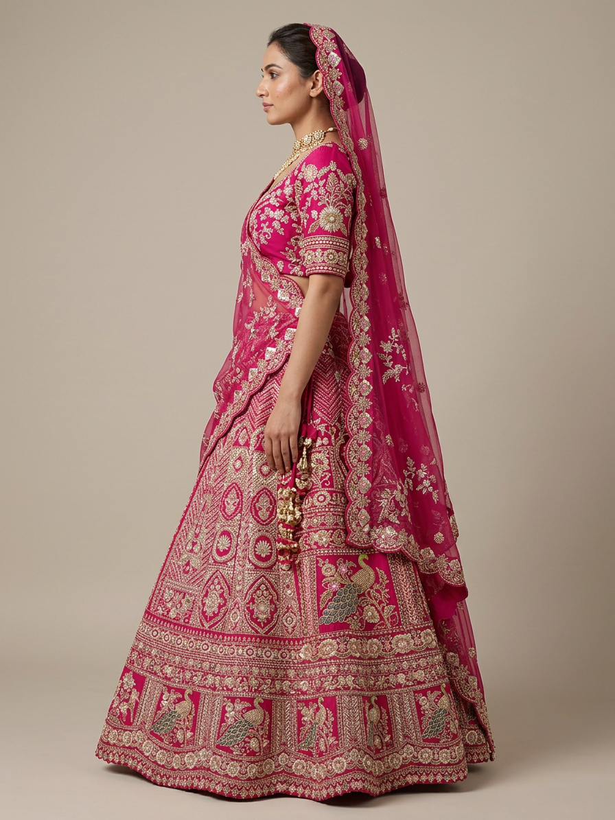 Bridal Lehnga - Anas - K7 — Model — left side view