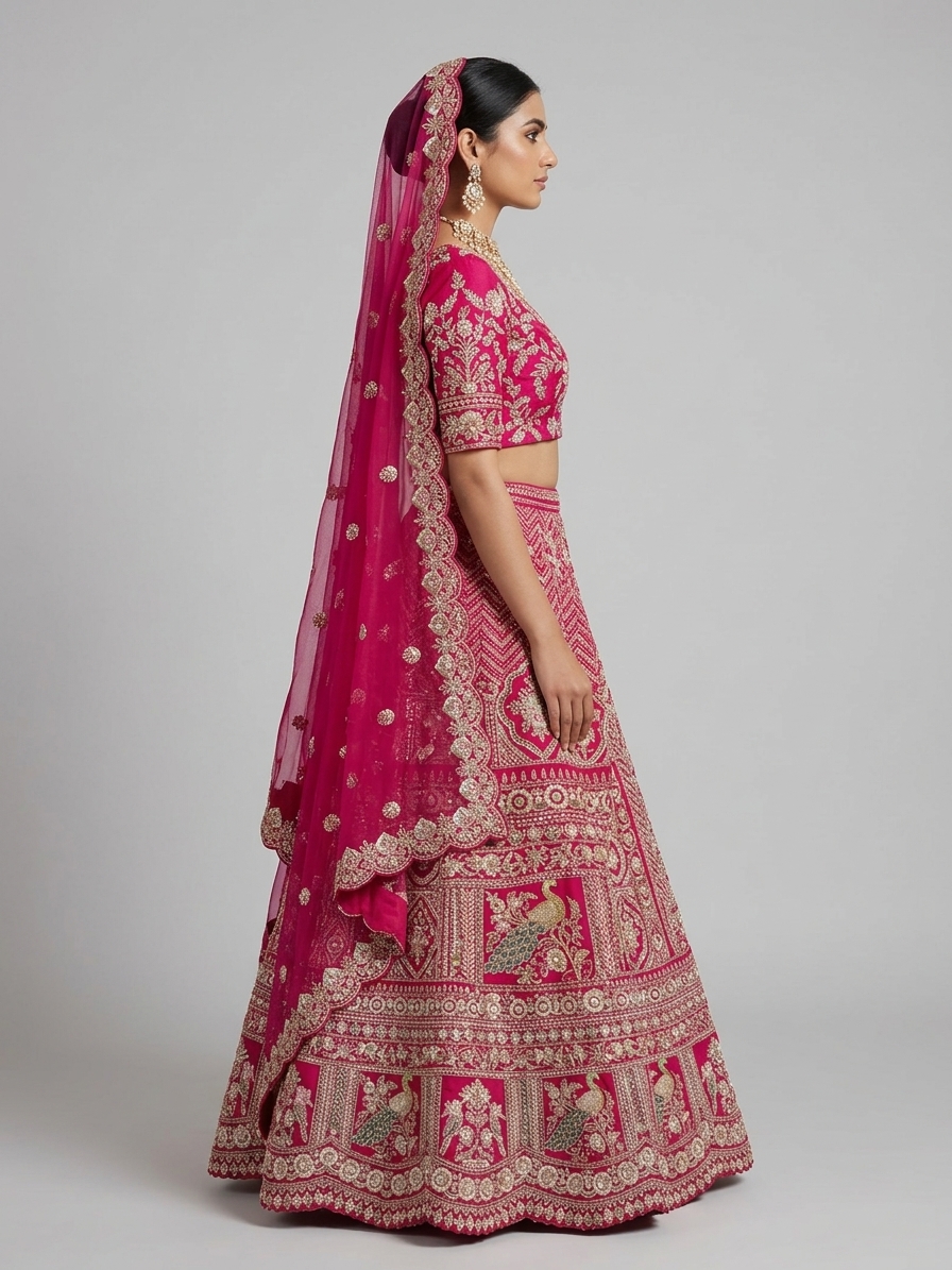 Bridal Lehnga - Anas - K7 — Model — right side view