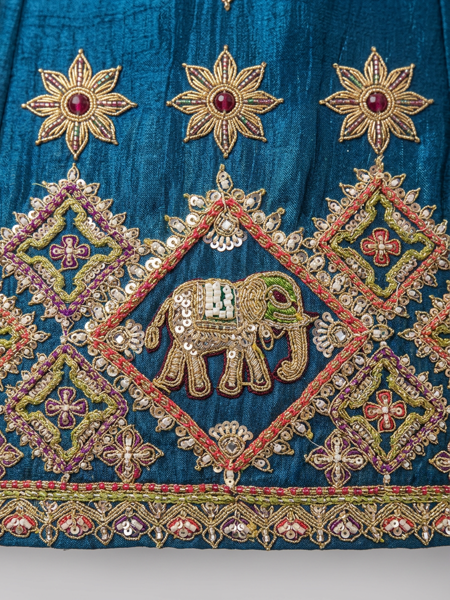 Bridal Lehnga — Macro — work close-up