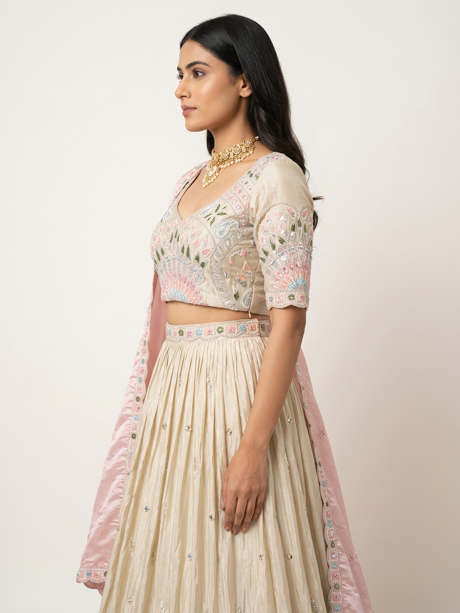 Bridal Lehnga — Model — left side view