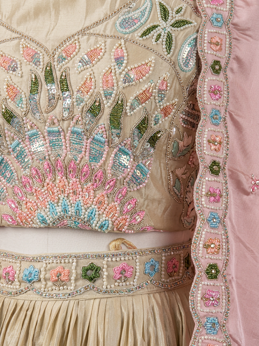Bridal Lehnga — Macro — work close-up