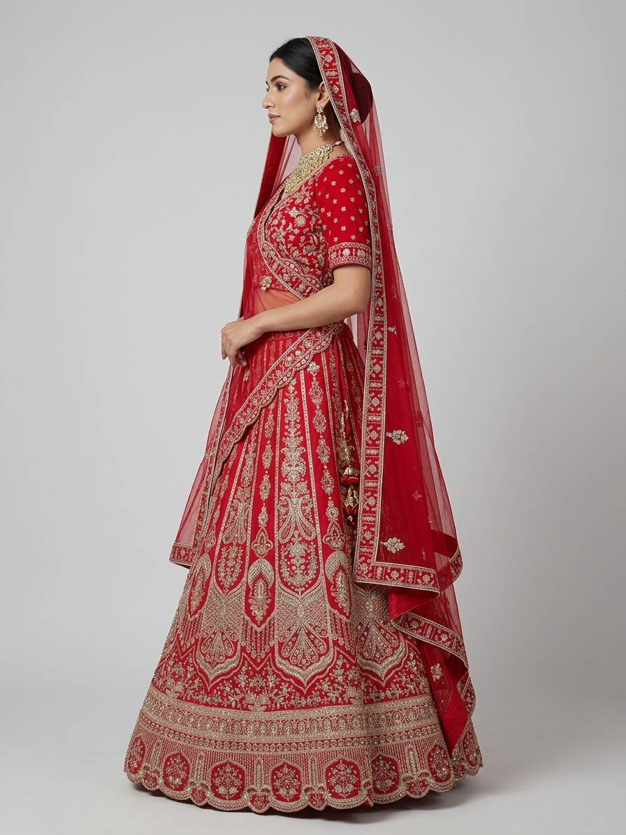 Bridal Lehnga — Model — left side view