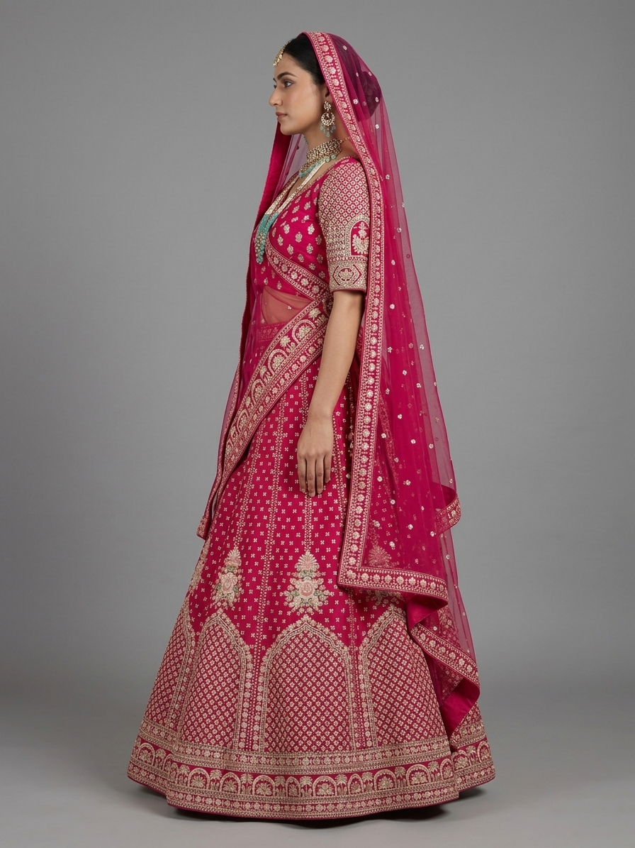 Bridal Lehnga — Model — left side view