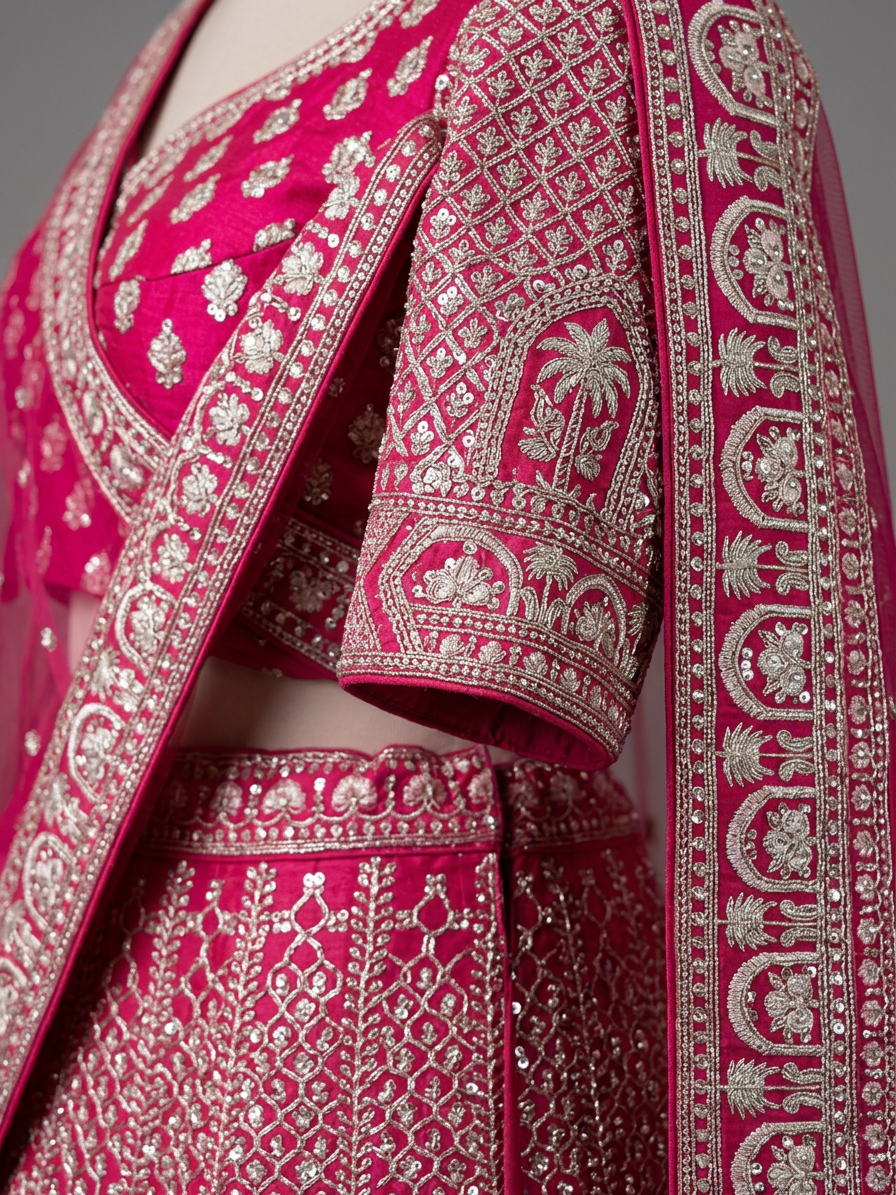 Bridal Lehnga — Macro — work close-up