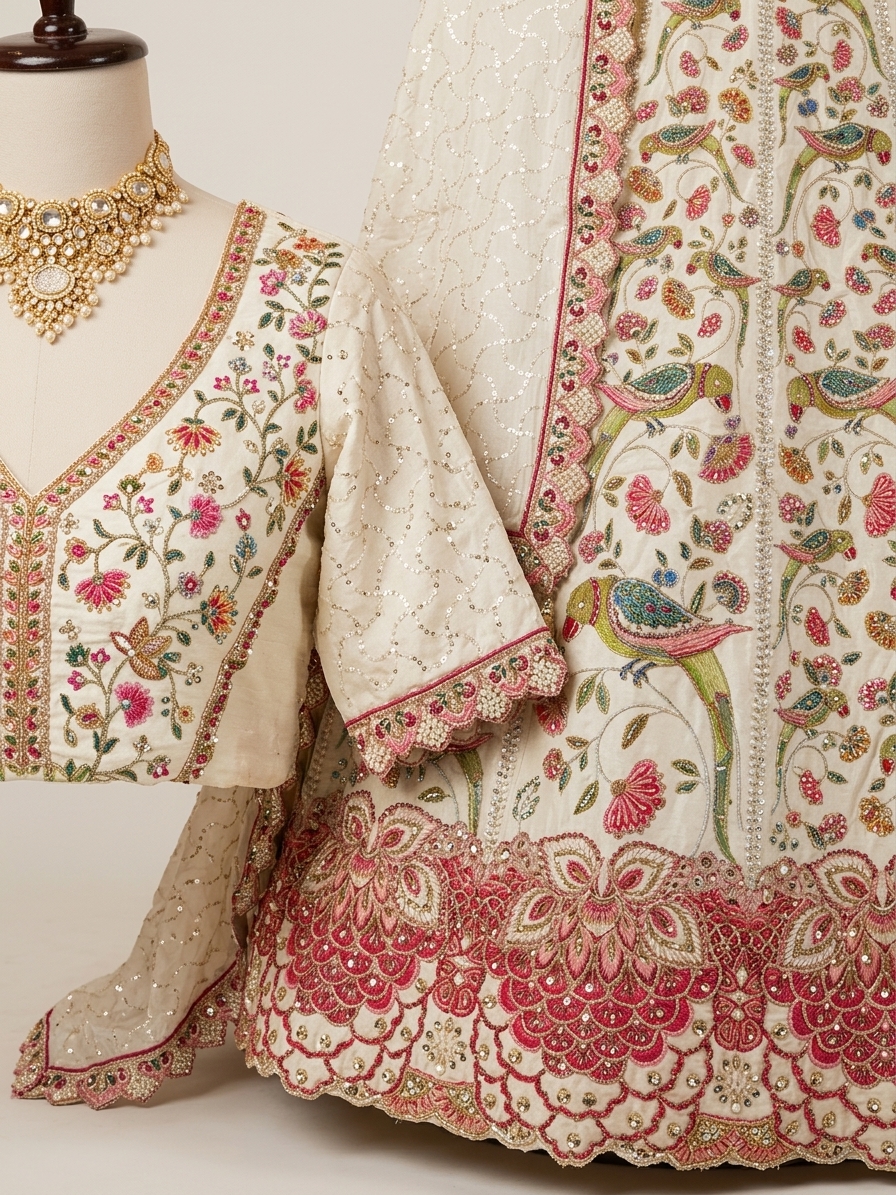 Bridal Lehnga — Macro — work close-up