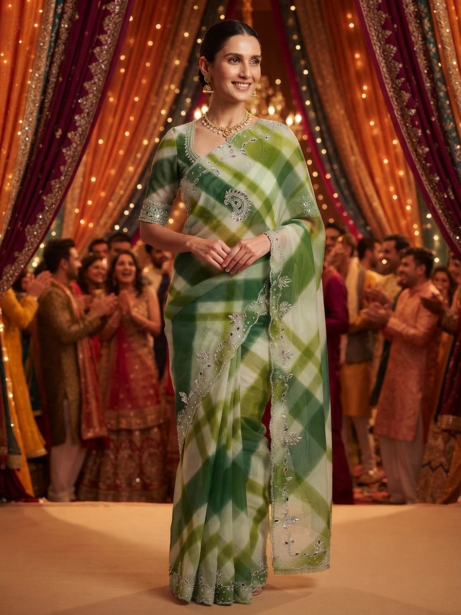 Festive woman wearing it · Sangeet stage