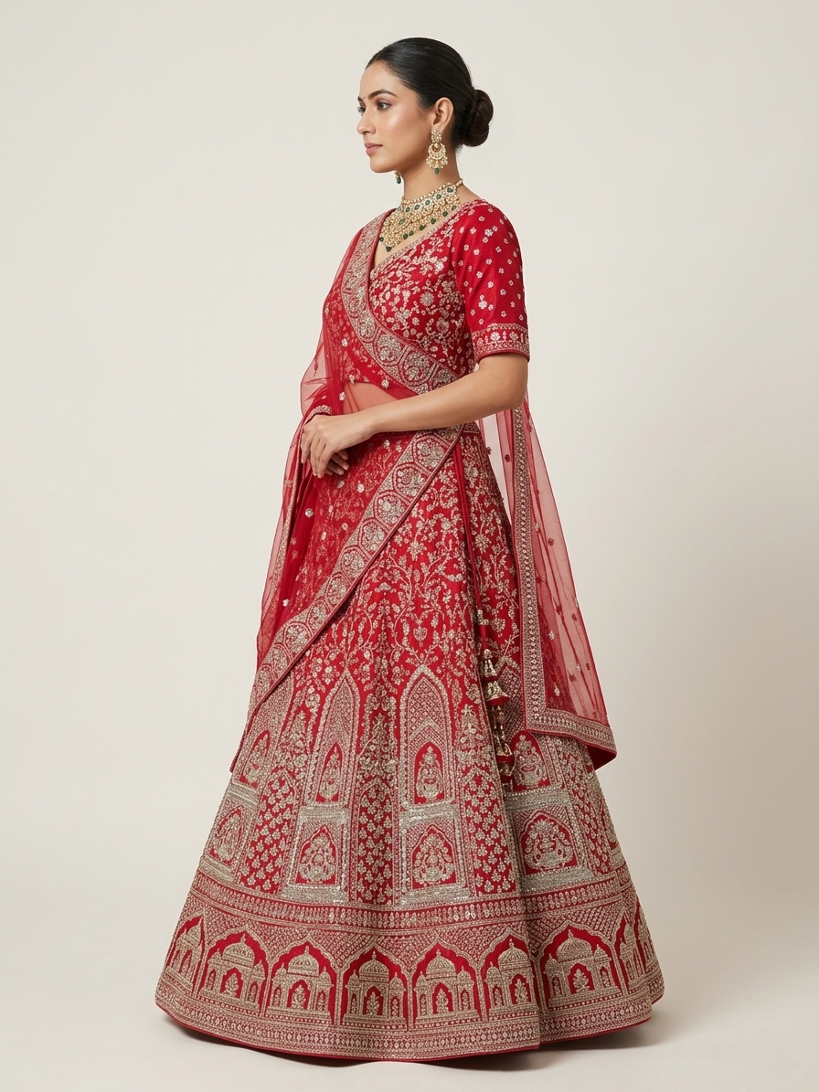 Bridal Lehnga — Model — left side view
