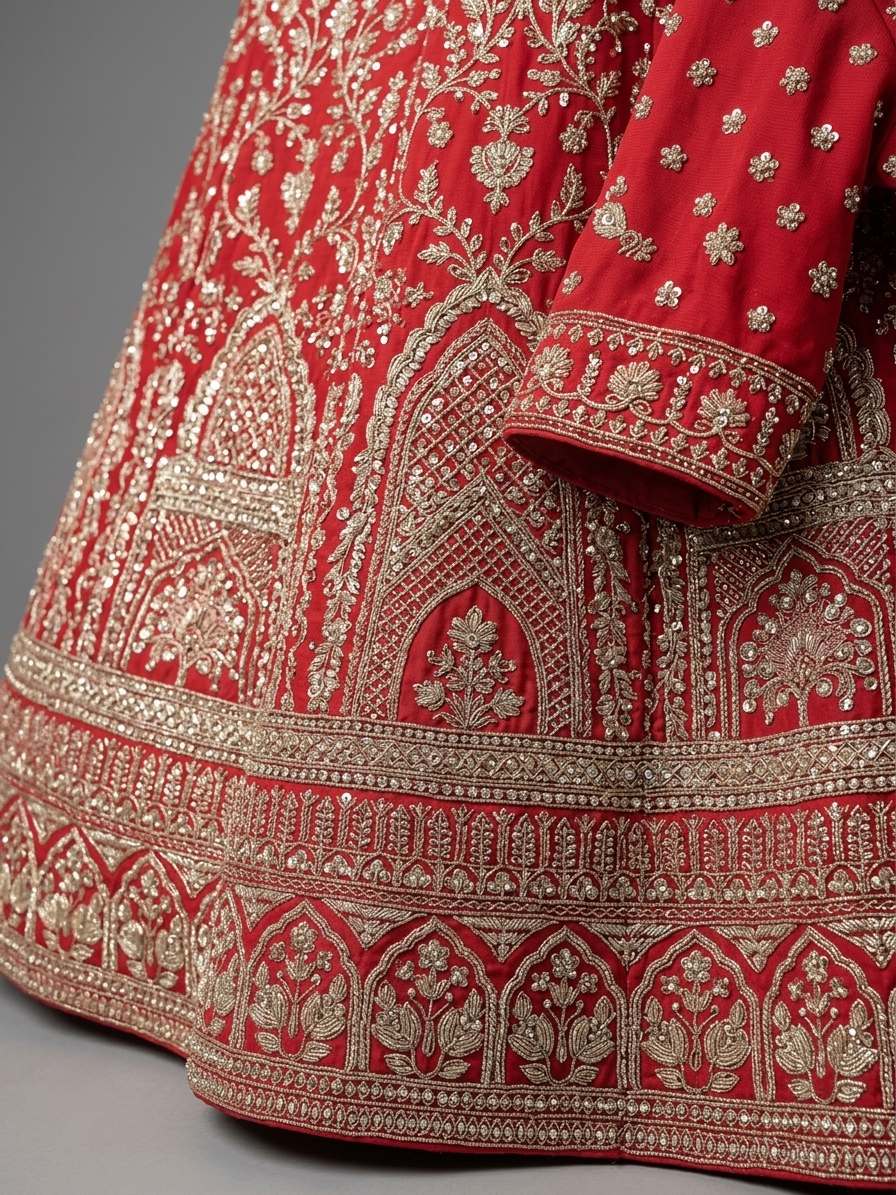 Bridal Lehnga — Macro — work close-up