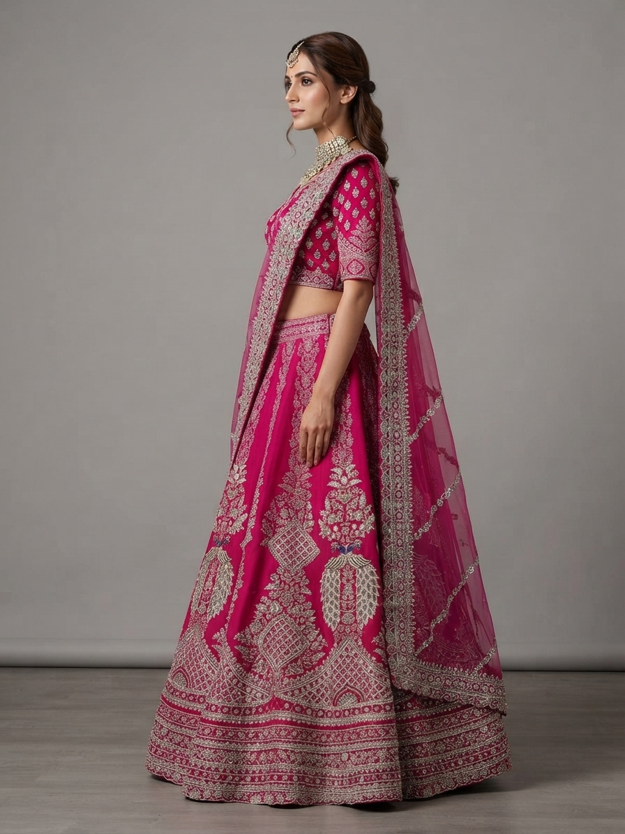 Bridal Lehnga - Roshan Zari - 2 — Model — left side view
