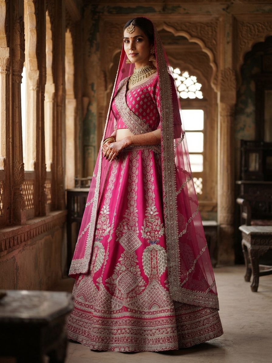 Bridal Lehnga - Roshan Zari - 2 — Indian bride wearing it · Heritage haveli