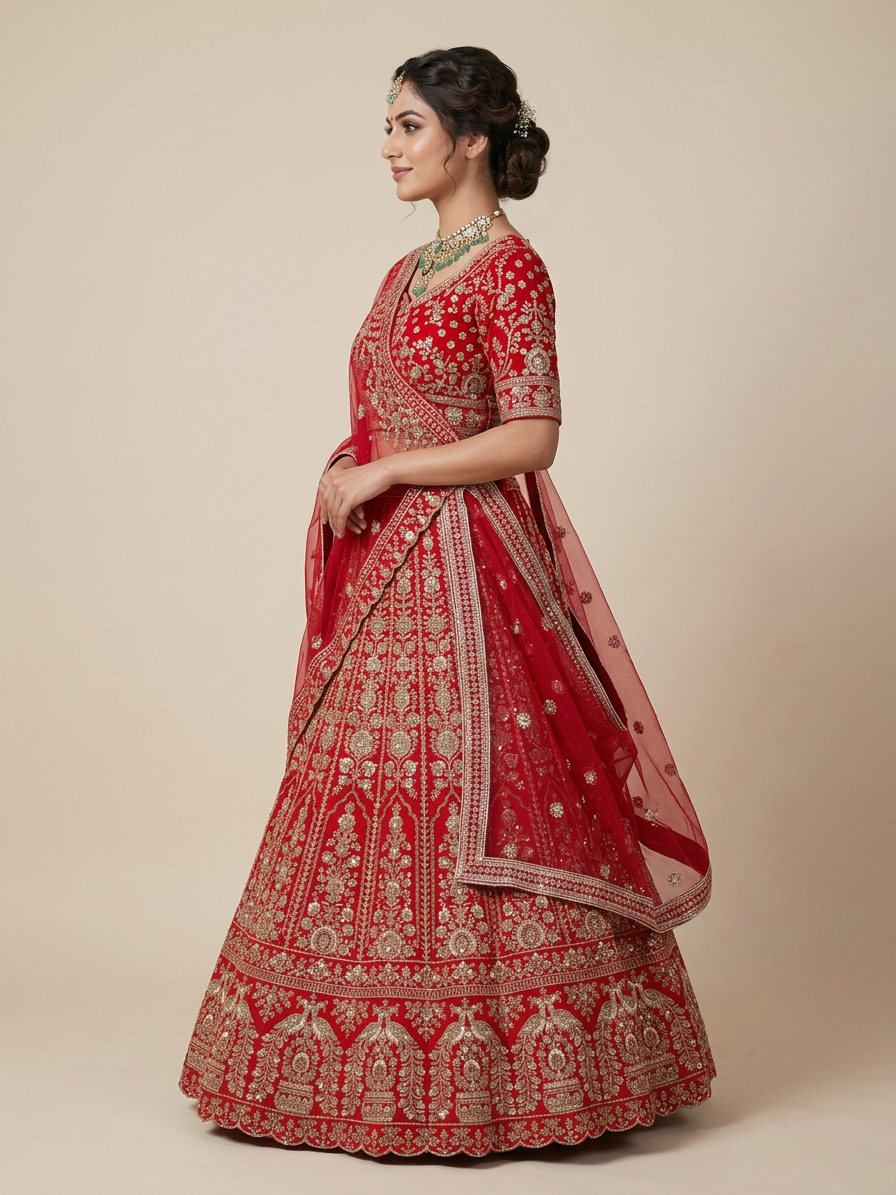 Bridal Lehnga — Model — left side view