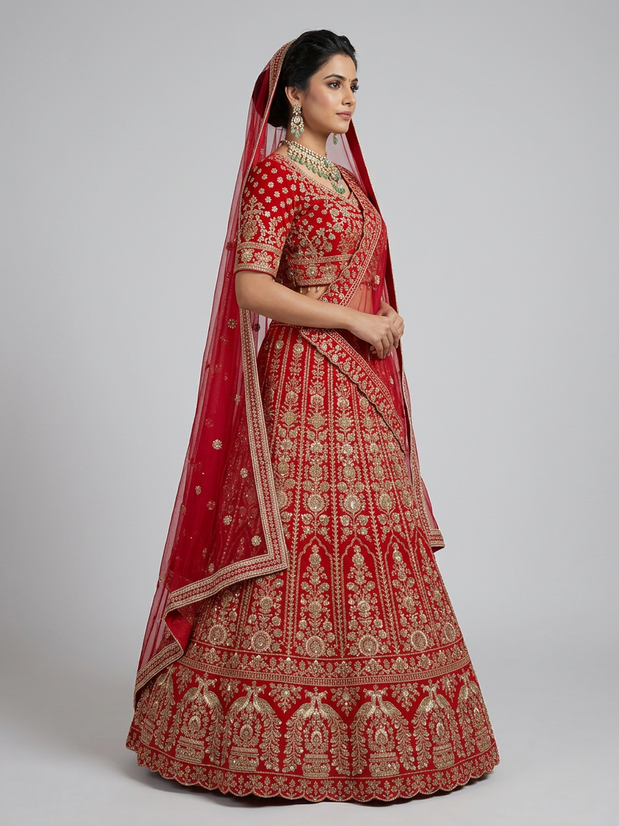 Bridal Lehnga — Model — right side view