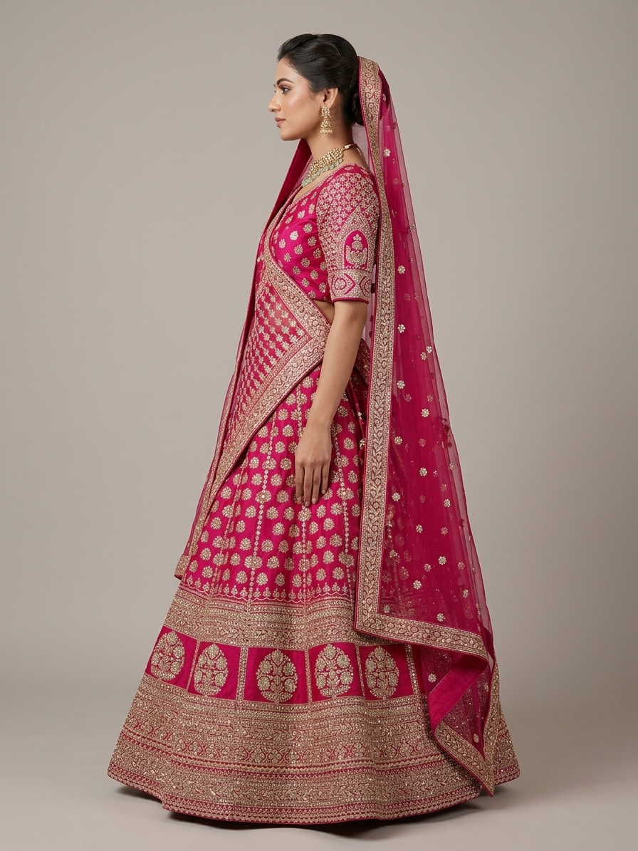 Bridal Lehnga — Model — left side view