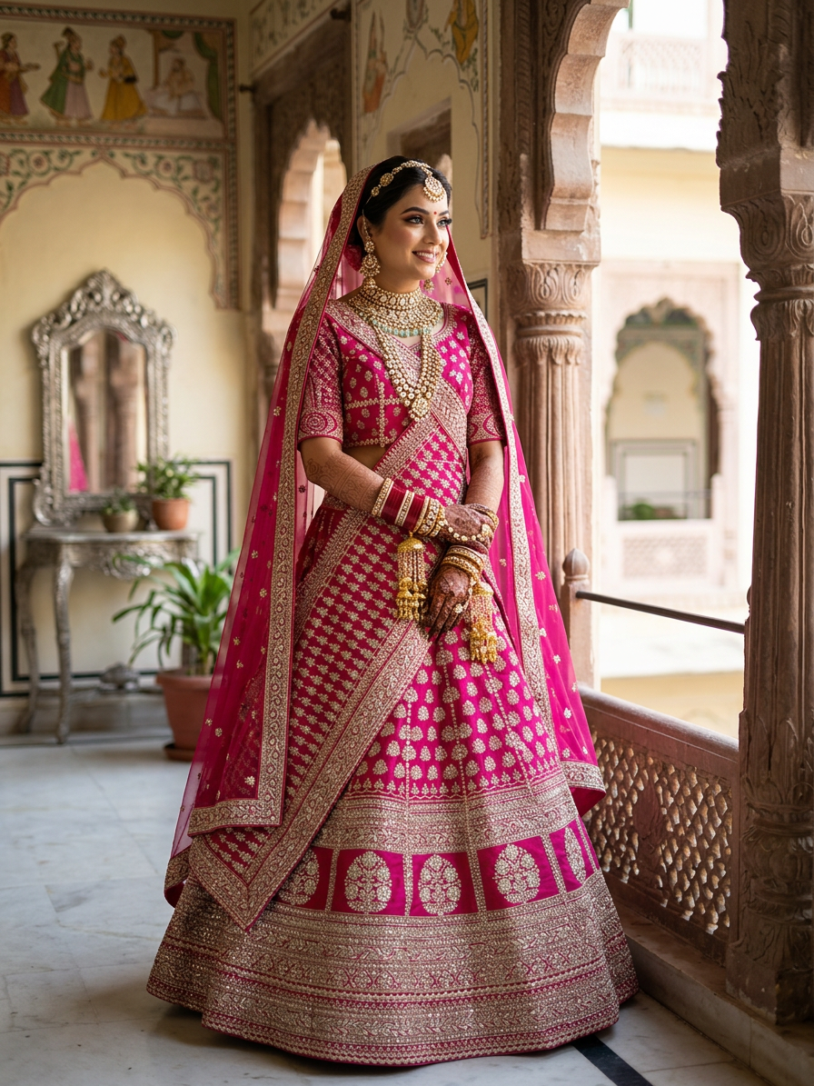 Bridal Lehnga — Indian bride wearing it · Heritage haveli